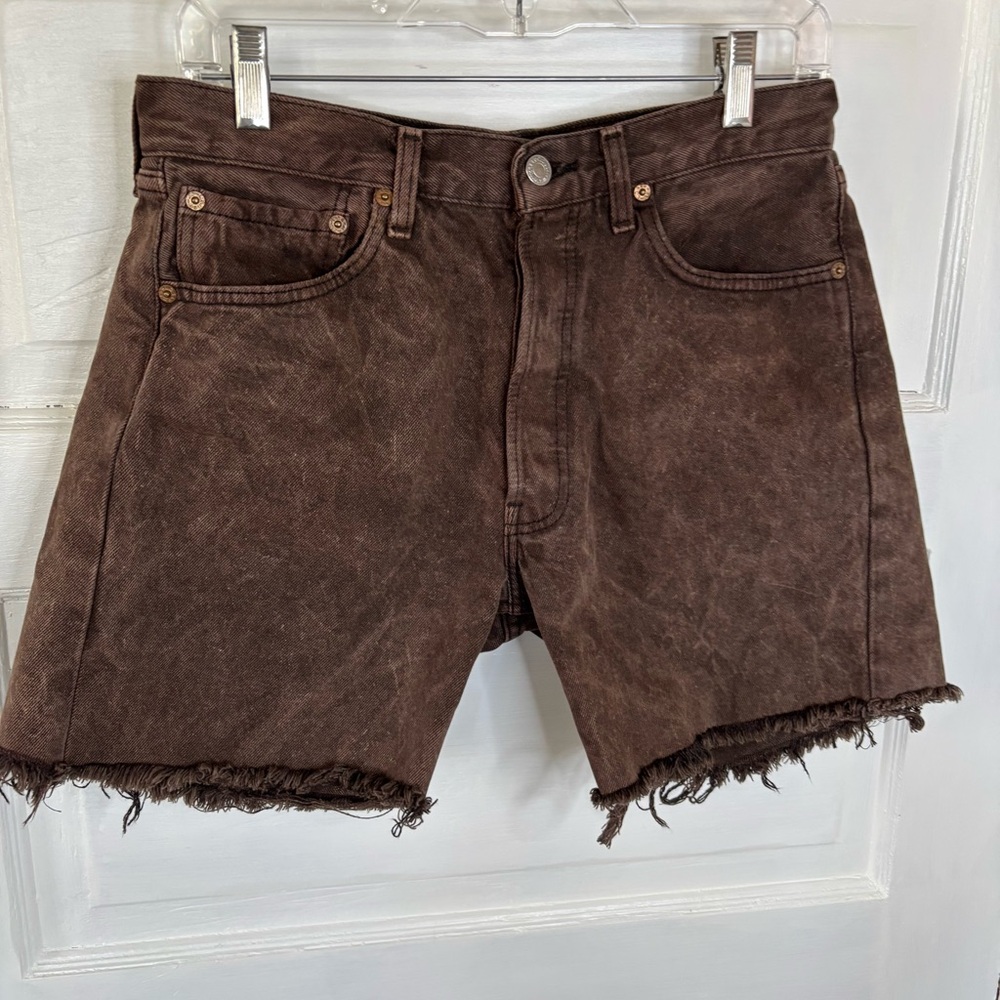 Vintage Cut Off European Levi's Brown Denim Label Detail
